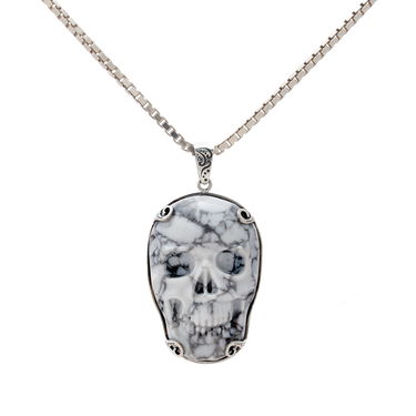 Dije Calavera grande plata con Howlita
